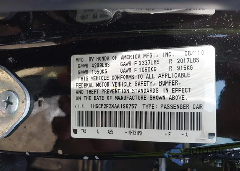 2010 Honda Accord 2.4 Lx z USA, uszkodzony, nr VIN 1HGCP2F3XAA196757